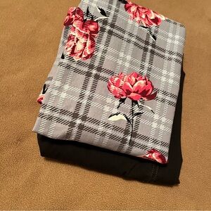 Tafford Pink Black Gray NWOT — Plaid Scrub Set, Pant and Top (read)